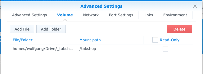 run TabShop server as docker image